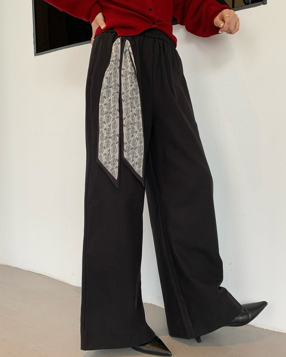 スカーフ付きフレアパンツ〈3color〉