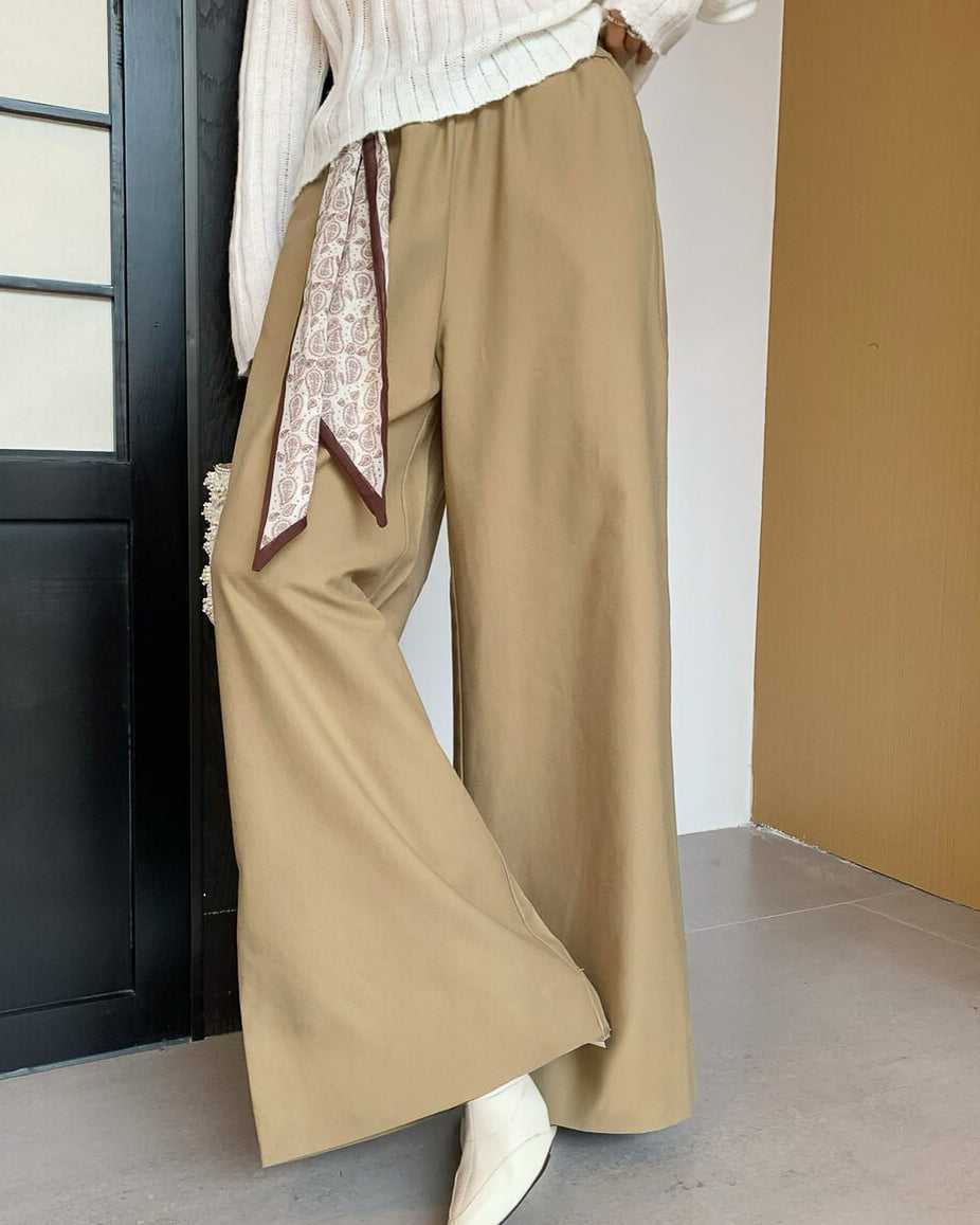 スカーフ付きフレアパンツ〈3color〉