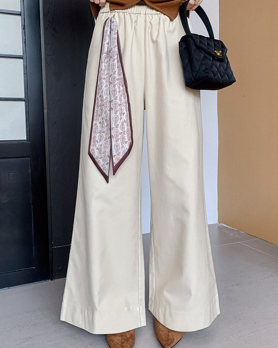 スカーフ付きフレアパンツ〈3color〉