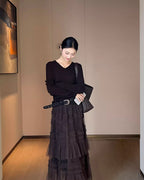 ブラウンVネックセーター