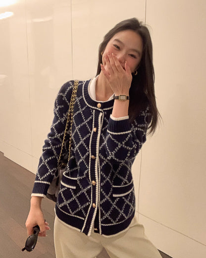 ダイヤモンドジャガードニットジャケット