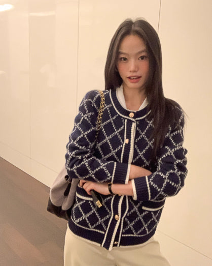 ダイヤモンドジャガードニットジャケット