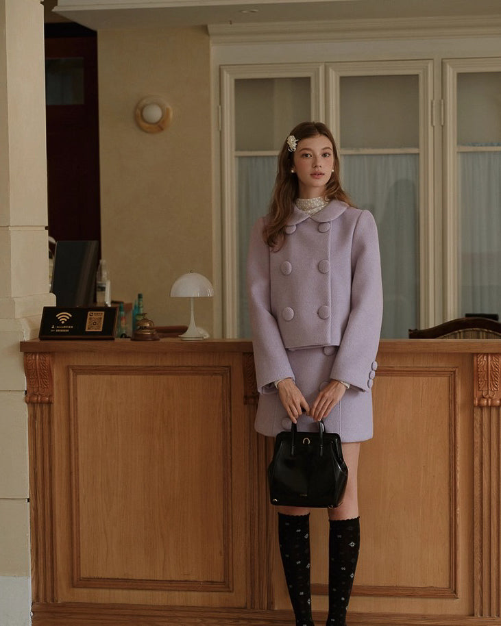 ラベンダーカラーショートジャケット【セットアップ可】