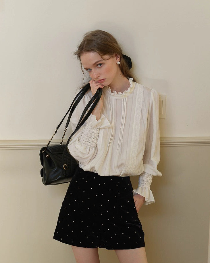 ドット ベルベットショートパンツ