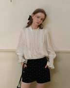 ドット ベルベットショートパンツ