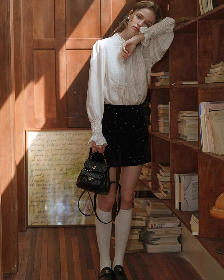 ドット ベルベットショートパンツ