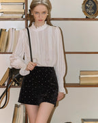 ドット ベルベットショートパンツ