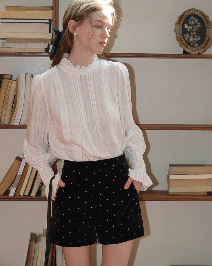 ドット ベルベットショートパンツ