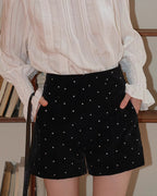 ドット ベルベットショートパンツ
