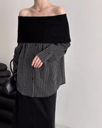 ハイクラスオフショル ストライプシャツ