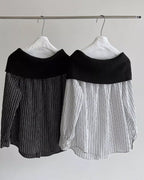 ハイクラスオフショル ストライプシャツ