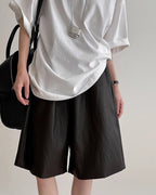 フェイクレザーミディパンツ