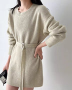 ベルト付きロングニット