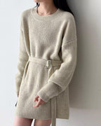 ベルト付きロングニット