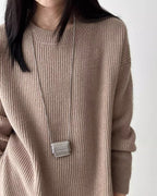 ベルト付きロングニット