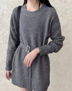 ベルト付きロングニット