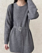 ベルト付きロングニット