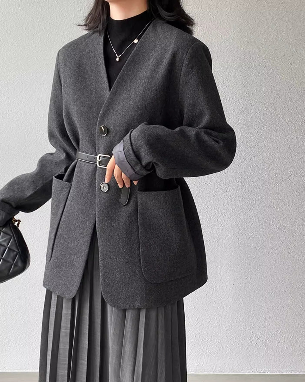 ノーカラージャケットコート