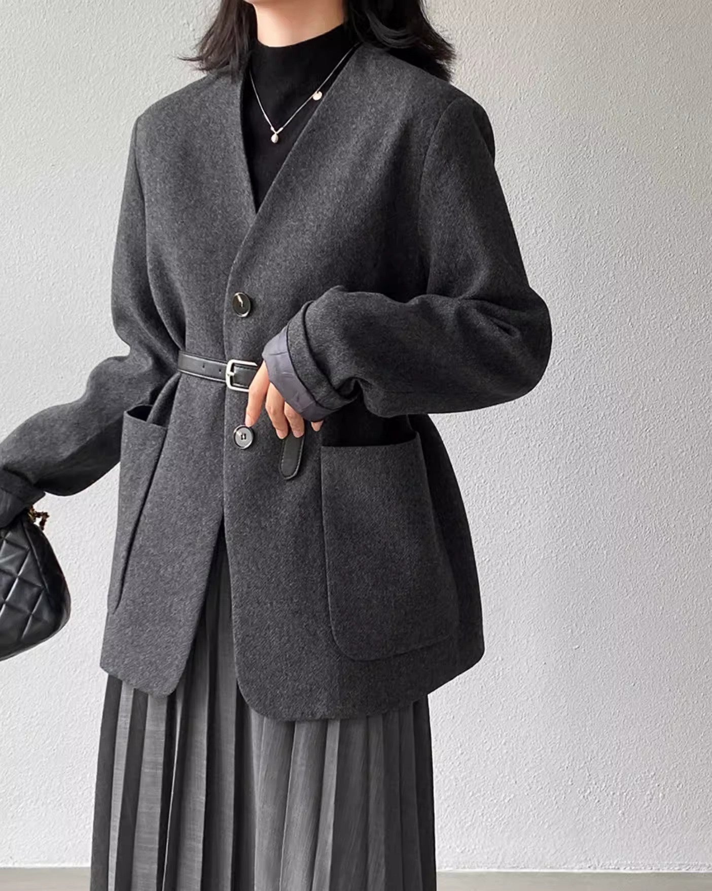 ノーカラージャケットコート