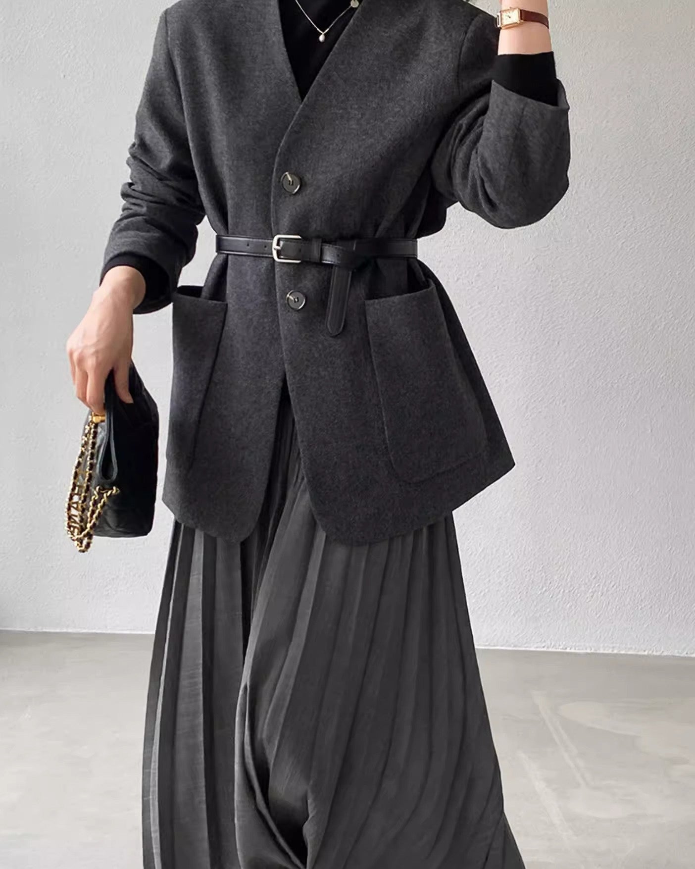 ノーカラージャケットコート