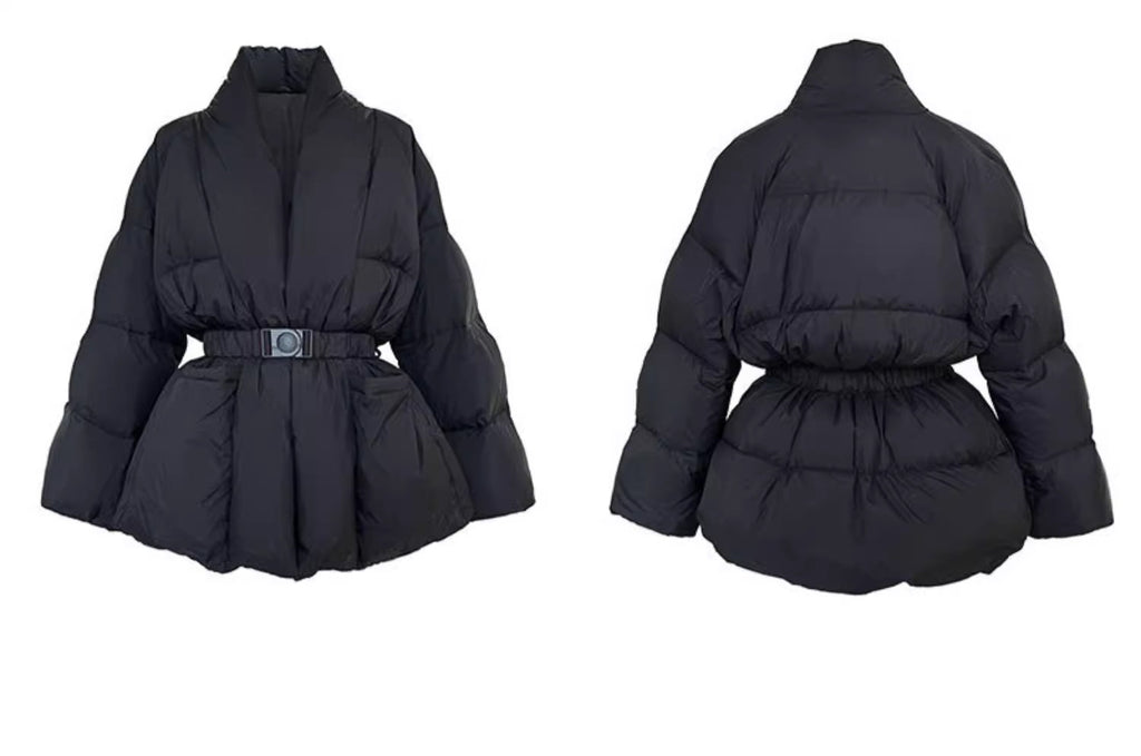 ノーカラーダウンコート