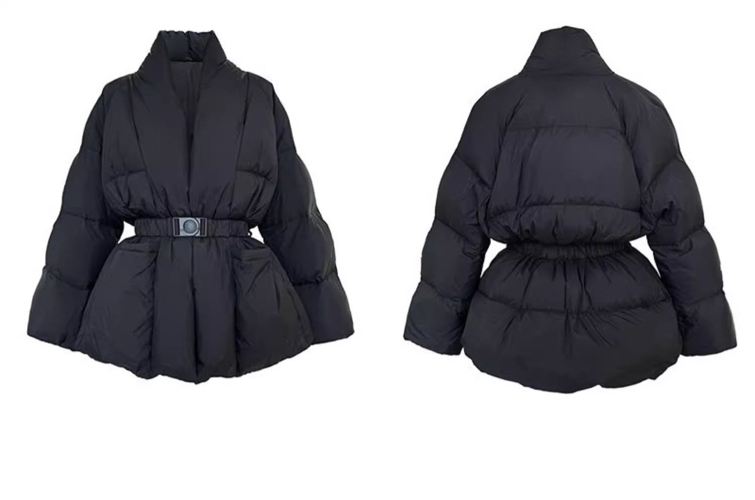 ノーカラーダウンコート