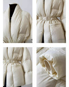 ノーカラーダウンコート