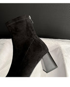 ビジュー スクエアショートブーツ