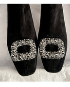 ビジュー スクエアショートブーツ