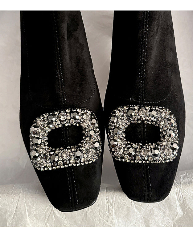 ビジュー スクエアショートブーツ