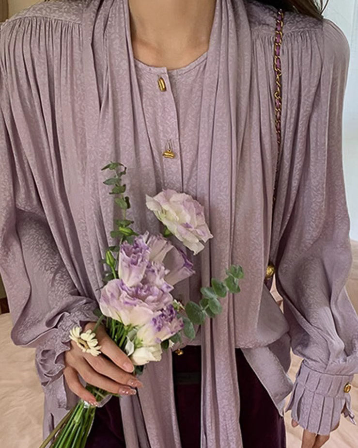 ライラック フレンチプリーツブラウス