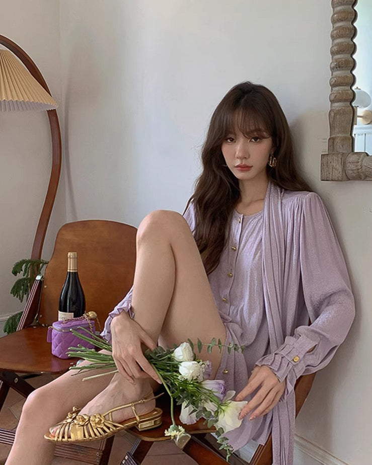 ライラック フレンチプリーツブラウス