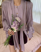 ライラック フレンチプリーツブラウス