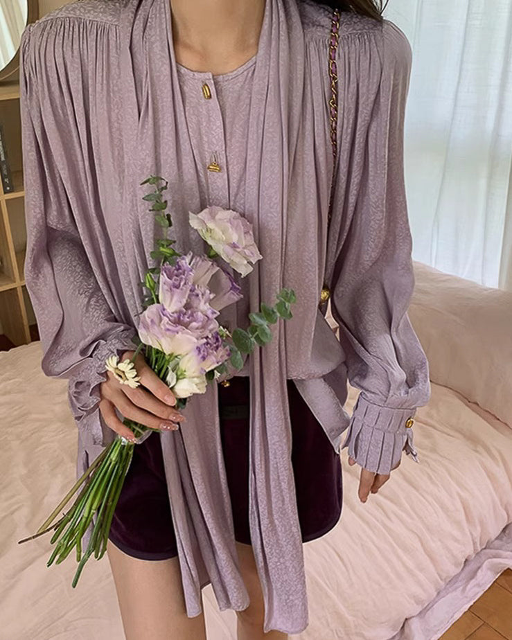 ライラック フレンチプリーツブラウス