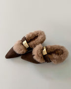 ファー ポインテッドトゥシューズ