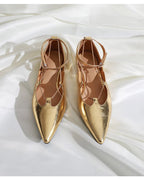 メタリックポインテッド フラットシューズ〈2color〉 - ivonir