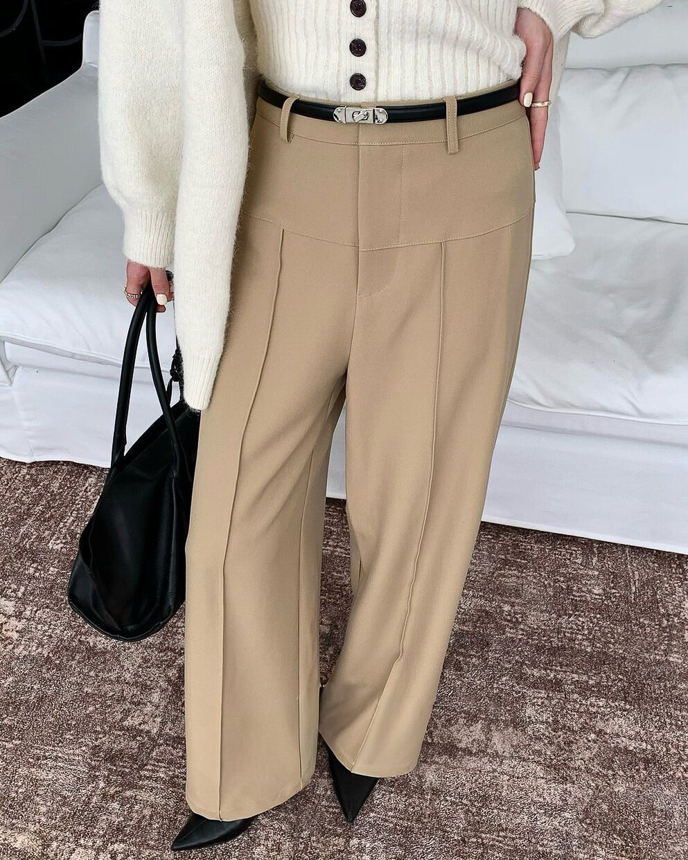 ハイウエストセンタープレスパンツ〈２color〉 - ivonir