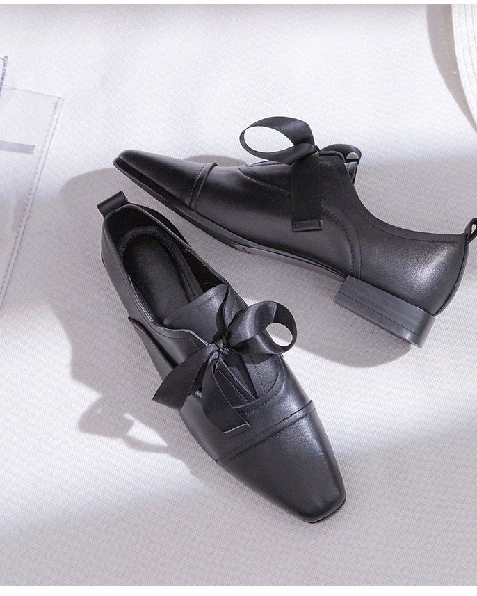 レザーリボン シューズ〈2color〉 - ivonir