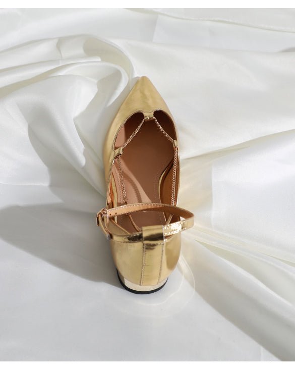 メタリックポインテッド フラットシューズ〈2color〉 - ivonir