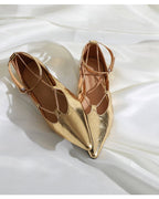 メタリックポインテッド フラットシューズ〈2color〉 - ivonir