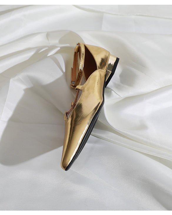 メタリックポインテッド フラットシューズ〈2color〉 - ivonir