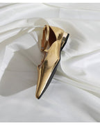 メタリックポインテッド フラットシューズ〈2color〉 - ivonir