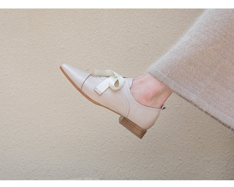 レザーリボン シューズ〈2color〉 - ivonir