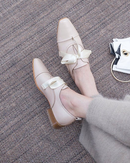 レザーリボン シューズ〈2color〉 - ivonir