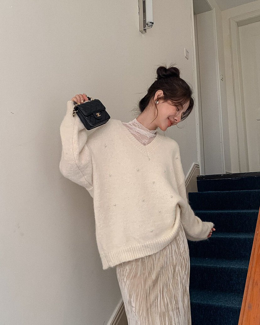 レースインナー&パールニット〈2color〉 - ivonir