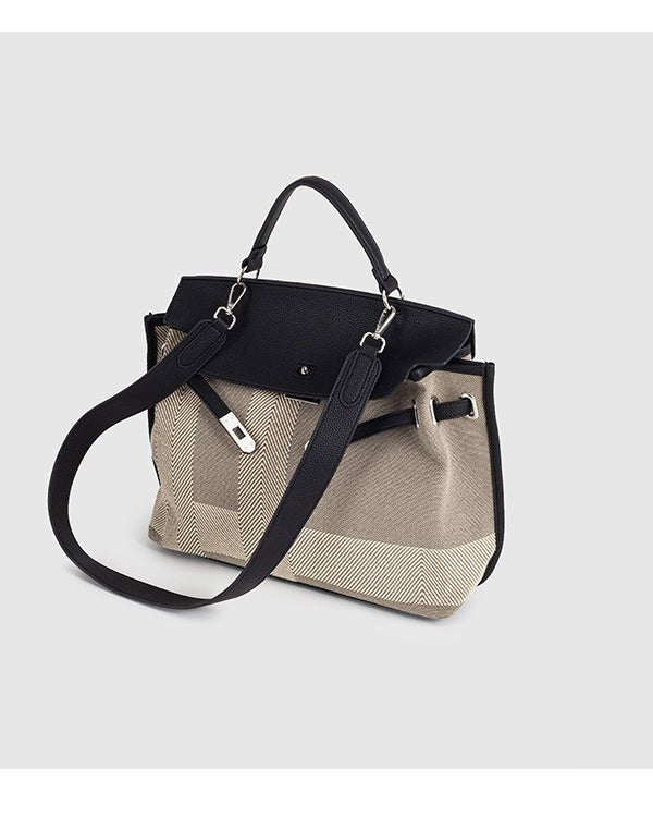 2way キャンバスレザー斜めがけ ボストンバッグ〈4color〉 - black - ivonir