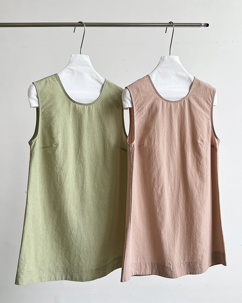 【セットアップ】リネン混ウエストベルト スカートセット-pink beige-