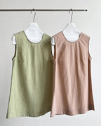 【セットアップ】リネン混ウエストベルト スカートセット-pink beige-