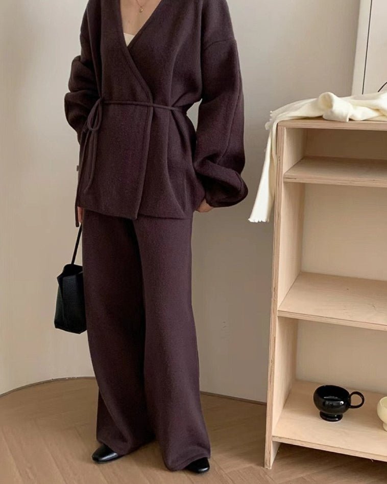 【セットアップ】ポワン袖カシュクールニットセット〈3color〉 - ivonir