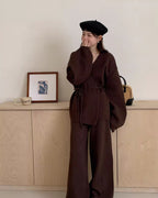 【セットアップ】ポワン袖カシュクールニットセット〈3color〉 - ivonir